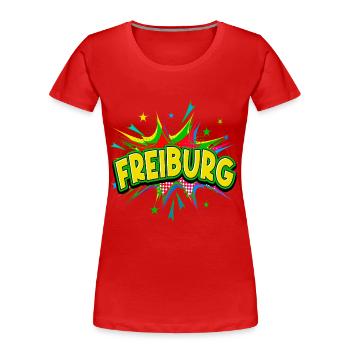 Freiburg Germany City Pop Art Comic Art - Women's Premium Organic T-Shirt - red - Front - Mia (176cm)