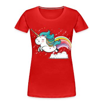 Vol arc-en-ciel - T-shirt bio Premium Femme - rouge - Devant - Mia (176cm)