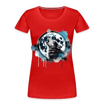 Heulender Wolf - Frauen Premium Bio T-Shirt - Rot - Vorne - Mia (176cm)