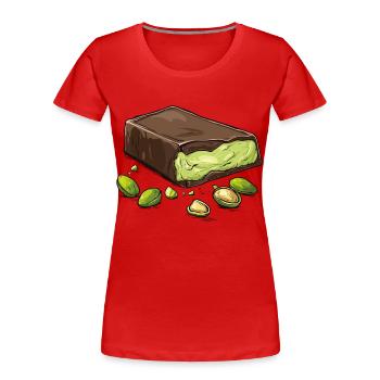 Dubaï Chocolat Pistaches Pistache Crème Chocolat - T-shirt bio Premium Femme - rouge - Devant - Mia (176cm)