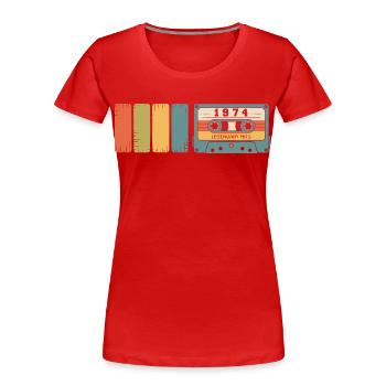 Cadeau d’anniversaire original 1974 Vintage 1974 - T-shirt bio Premium Femme - rouge - Devant - Mia (176cm)