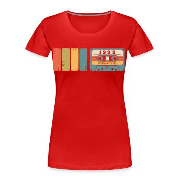 Cadeau d’anniversaire vintage original des années 1990 - T-shirt bio Premium Femme - rouge - Devant - Mia (176cm)