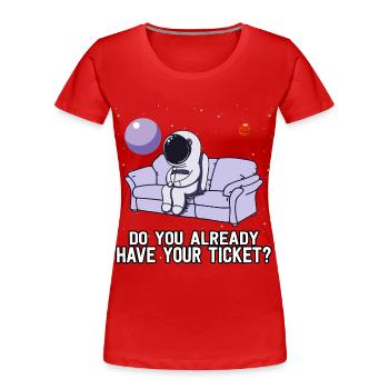 Planet Astronaut Space Space Idée cadeau - T-shirt bio Premium Femme - rouge - Devant - Mia (176cm)