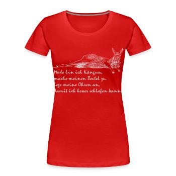 Kangourou fatigué - T-shirt bio Premium Femme - rouge - Devant - Mia (176cm)