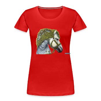 Pegasus - Frauen Premium Bio T-Shirt - Rot - Vorne - Mia (176cm)
