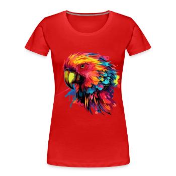 Bunter Papagei Farbkleckse - Frauen Premium Bio T-Shirt - Rot - Vorne - Mia (176cm)