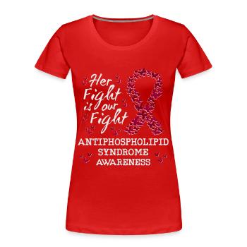 Sensibilisation au syndrome des antiphospholipides - T-shirt bio Premium Femme - rouge - Devant - Mia (176cm)
