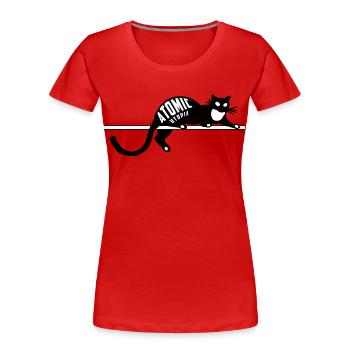 Atomic Utopia - Cat - Women's Premium Organic T-Shirt - red - Front - Mia (176cm)