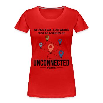 GIS Analyse von Karten ohne verbundene Punkte - Frauen Premium Bio T-Shirt - Rot - Vorne - Mia (176cm)