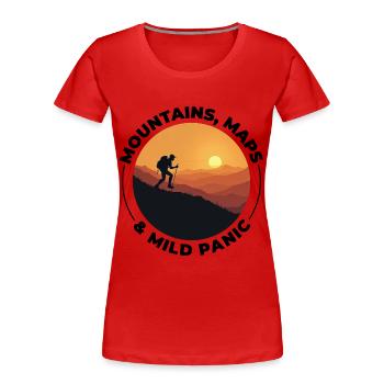 Wandern Berg Sonnenuntergang Abenteuer Outdoor Erkunden - Frauen Premium Bio T-Shirt - Rot - Vorne - Mia (176cm)