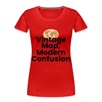 Carte vintage Confusion moderne Géographie GPS - T-shirt bio Premium Femme - rouge - Devant - Mia (176cm)