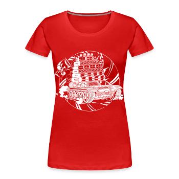 Tekno Nomads Pirate Sound System - Frauen Premium Bio T-Shirt - Rot - Vorne - Mia (176cm)