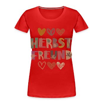 Herbst Freund Dankbarkeit Blätter - Frauen Premium Bio T-Shirt - Rot - Vorne - Mia (176cm)