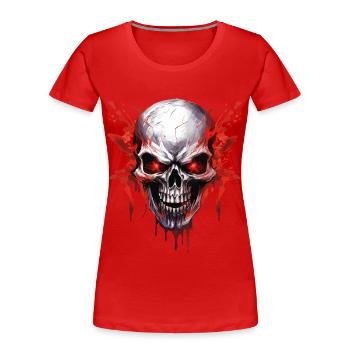 Skull Skull Skeleton Motorcycle Biker Gang - Women's Premium Organic T-Shirt - red - Front - Mia (176cm)