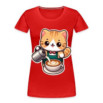 Kitten Barista - Women's Premium Organic T-Shirt - red - Front - Mia (176cm)