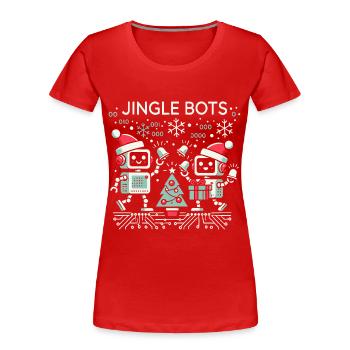 Jingle Bots - Weihnachtsroboter mit Binärcode - Frauen Premium Bio T-Shirt - Rot - Vorne - Mia (176cm)