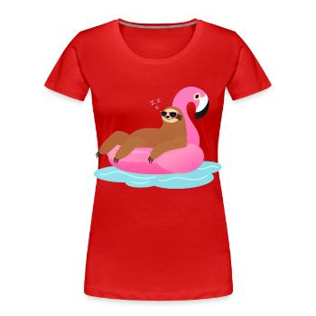 Sloth Sleeping On Flamingo Pool Float - T-shirt bio Premium Femme - rouge - Devant - Mia (176cm)