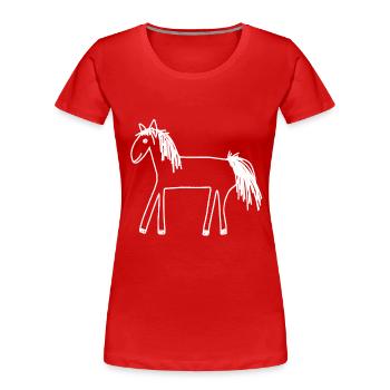 Kinderzeichnung Pferd Kindergarten Geschenk - Frauen Premium Bio T-Shirt - Rot - Vorne - Mia (176cm)