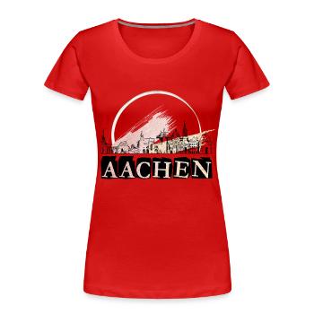 Aachen Deutschland Stadt Skyline Schrift Gold - Frauen Premium Bio T-Shirt - Rot - Vorne - Mia (176cm)