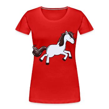 Pony Pferd Pferde Ross Gaul Kinder Mädchen Ponyhof - Frauen Premium Bio T-Shirt - Rot - Vorne - Mia (176cm)