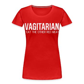 vegetarisch esse ich das andere rote Fleisch - Frauen Premium Bio T-Shirt - Rot - Vorne - Mia (176cm)