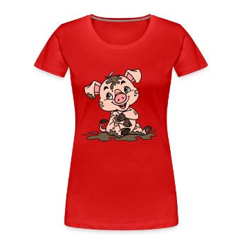 Dreckige Sau - Frauen Premium Bio T-Shirt - Rot - Vorne - Mia (176cm)