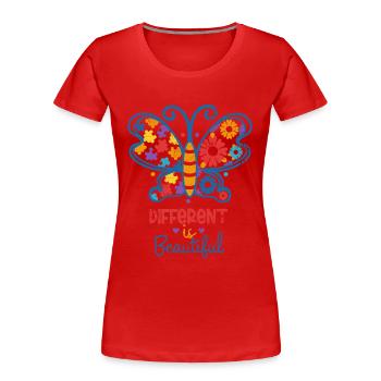 AUTISMUS ANDERS IST SCHÖN SCHMETTERLING ADS SPRUCH - Frauen Premium Bio T-Shirt - Rot - Vorne - Mia (176cm)