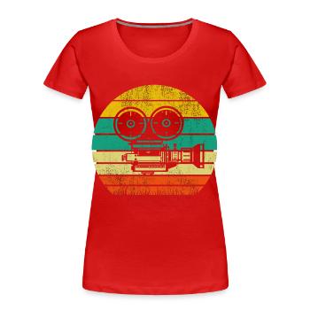 Retro Camera Film Cinema - Women's Premium Organic T-Shirt - red - Front - Mia (176cm)