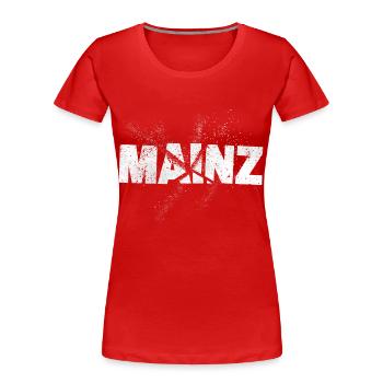 Mainz Deutschland Stadt Schrift Grunge Splash - Frauen Premium Bio T-Shirt - Rot - Vorne - Mia (176cm)