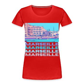 Marseille - T-shirt bio Premium Femme - rouge - Devant - Mia (176cm)