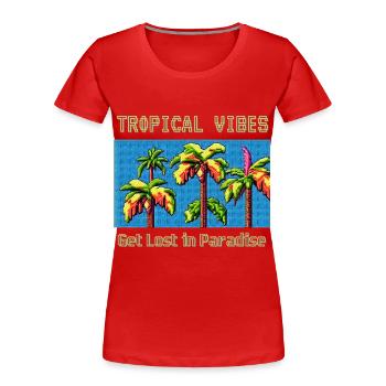 TROPICAL VIBES Get Lost in Paradise - Women's Premium Organic T-Shirt - red - Front - Mia (176cm)