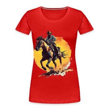 Cowboy Horse Wild West Western Riding Wilderness USA - Women's Premium Organic T-Shirt - red - Front - Mia (176cm)