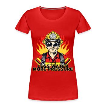 Weniger Wasser, mehr Druck - Frauen Premium Bio T-Shirt - Rot - Vorne - Mia (176cm)