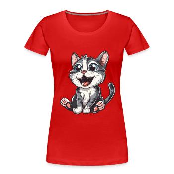 Playful kitten with big eyes - Women's Premium Organic T-Shirt - red - Front - Mia (176cm)