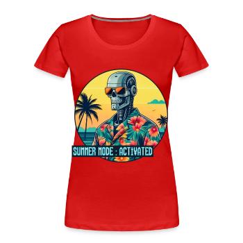 Mode été activé - T-shirt bio Premium Femme - rouge - Devant - Mia (176cm)