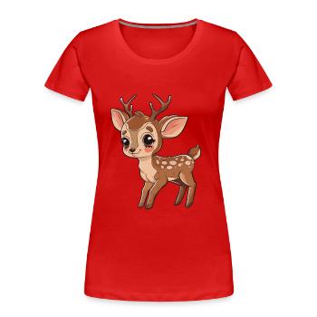 Fauve mignon aux yeux pétillants - T-shirt bio Premium Femme - rouge - Devant - Mia (176cm)