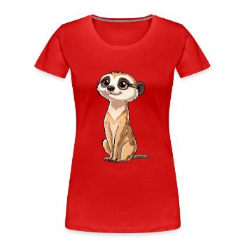 Verspielter Erdmännchen Blick - Frauen Premium Bio T-Shirt - Rot - Vorne - Mia (176cm)