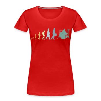 Évolution du batteur - T-shirt bio Premium Femme - rouge - Devant - Mia (176cm)