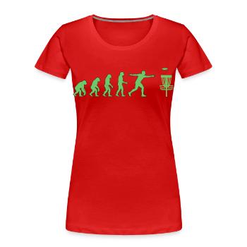Disc Golf Evolution Funny Disc Golfer Flying Disc - Women's Premium Organic T-Shirt - red - Front - Mia (176cm)