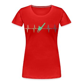 Lumberjack heartbeat chainsawed - Women's Premium Organic T-Shirt - red - Front - Mia (176cm)