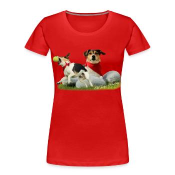 Jack Russel Terrier - Frauen Premium Bio T-Shirt - Rot - Vorne - Mia (176cm)
