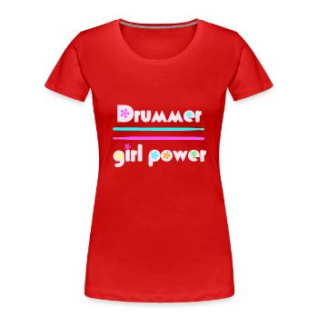 Drummer girlpower rosa - Frauen Premium Bio T-Shirt - Rot - Vorne - Mia (176cm)