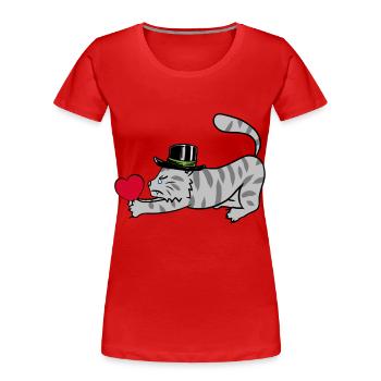 Herz Kater Liebeskummer Schmerz Valentin Liebe - Frauen Premium Bio T-Shirt - Rot - Vorne - Mia (176cm)