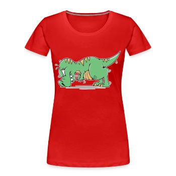 T-Rex Hates Push-Ups Liegestütze Lustig Humor - Frauen Premium Bio T-Shirt - Rot - Vorne - Mia (176cm)