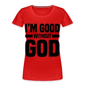 Atheists - Women's Premium Organic T-Shirt - red - Front - Mia (176cm)