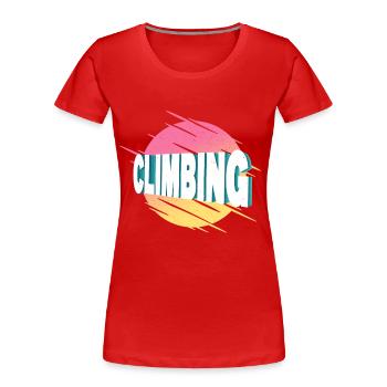 Escalade Montagnes Alpinisme Vintage Rétro - T-shirt bio Premium Femme - rouge - Devant - Mia (176cm)