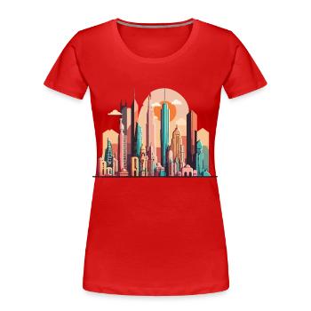 Der urbane Abenteurer - Frauen Premium Bio T-Shirt - Rot - Vorne - Mia (176cm)
