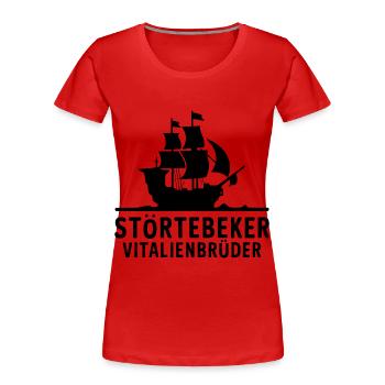 Störtebeker Störtebecker Vitalienbrüder Piraten - Frauen Premium Bio T-Shirt - Rot - Vorne - Mia (176cm)