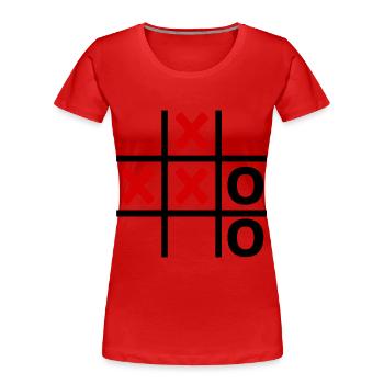 TIC TAC TOE Feld Retro - Frauen Premium Bio T-Shirt - Rot - Vorne - Mia (176cm)