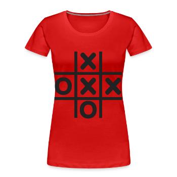 TIC TAC TOE Feld Retro - Frauen Premium Bio T-Shirt - Rot - Vorne - Mia (176cm)